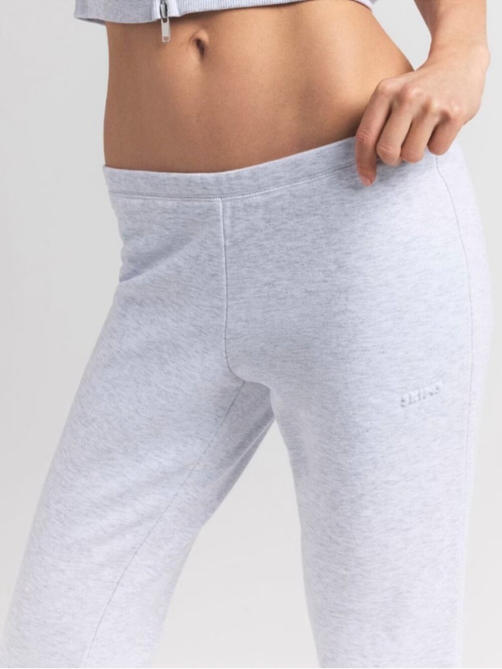 SKIMS Cotton Fleece Slim Pant Light Heather Grey Small New W Tags!! - Picture 2 of 11